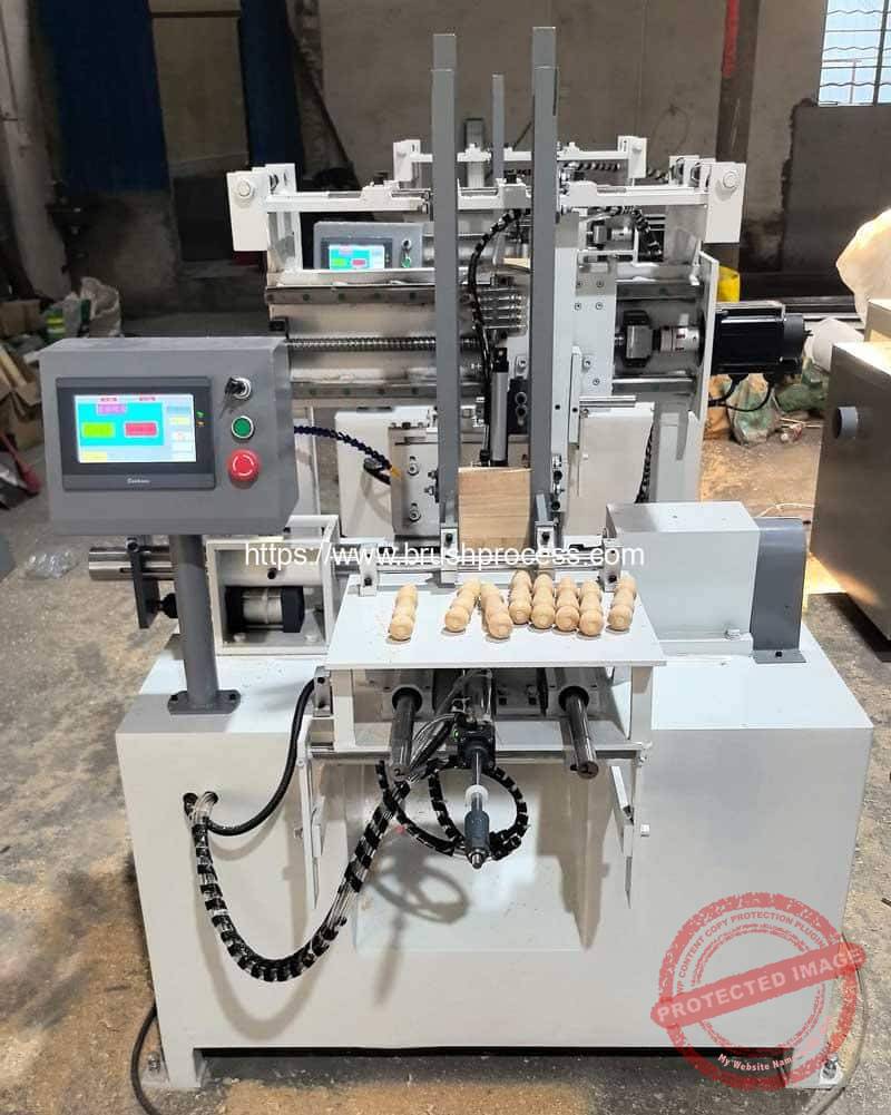 Automatic Round Wooden Handle Copying Lathe Machine 10 Automatic-Wooden-Square-Block-to-Round-Wooden-Handle-Forming-Making-Machine